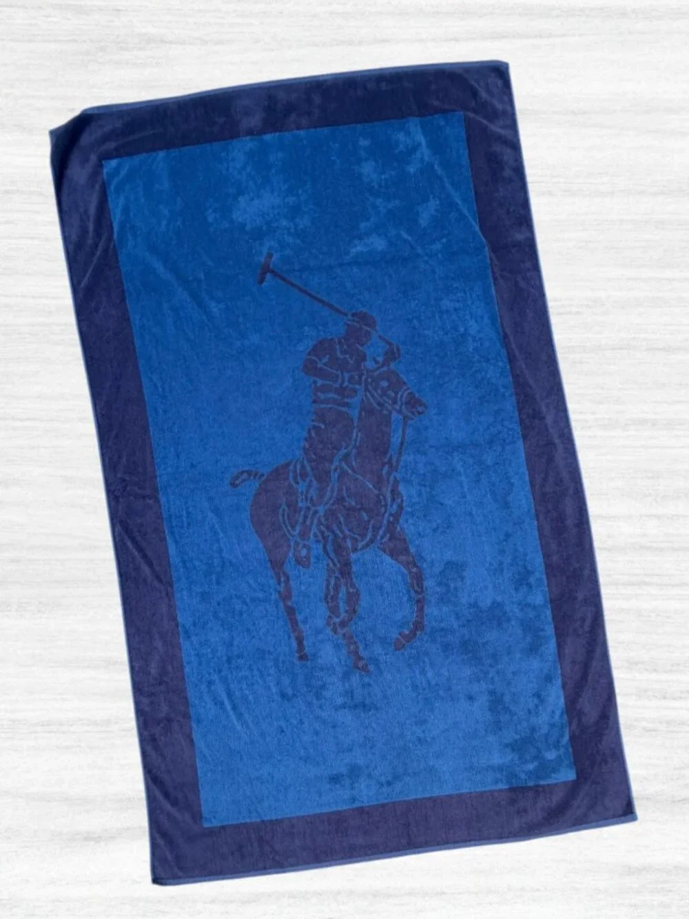 Polo Ralph Lauren Big Pony Blue Colorblock Beach Towel 100% Cotton 40